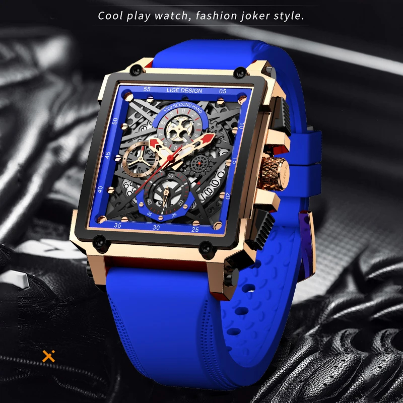LIGE Men's Sports Chronograph  - Silicone Band Replacement recension och pris